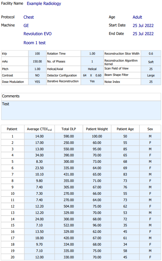 Example radiology report